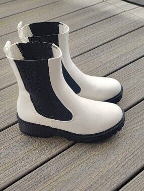 White Platform Chelsea Boots